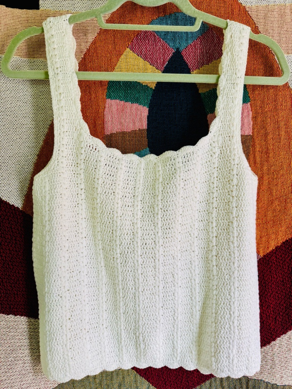 Sezane White Crochet Button-Front Tank Top - Picture 5 of 6